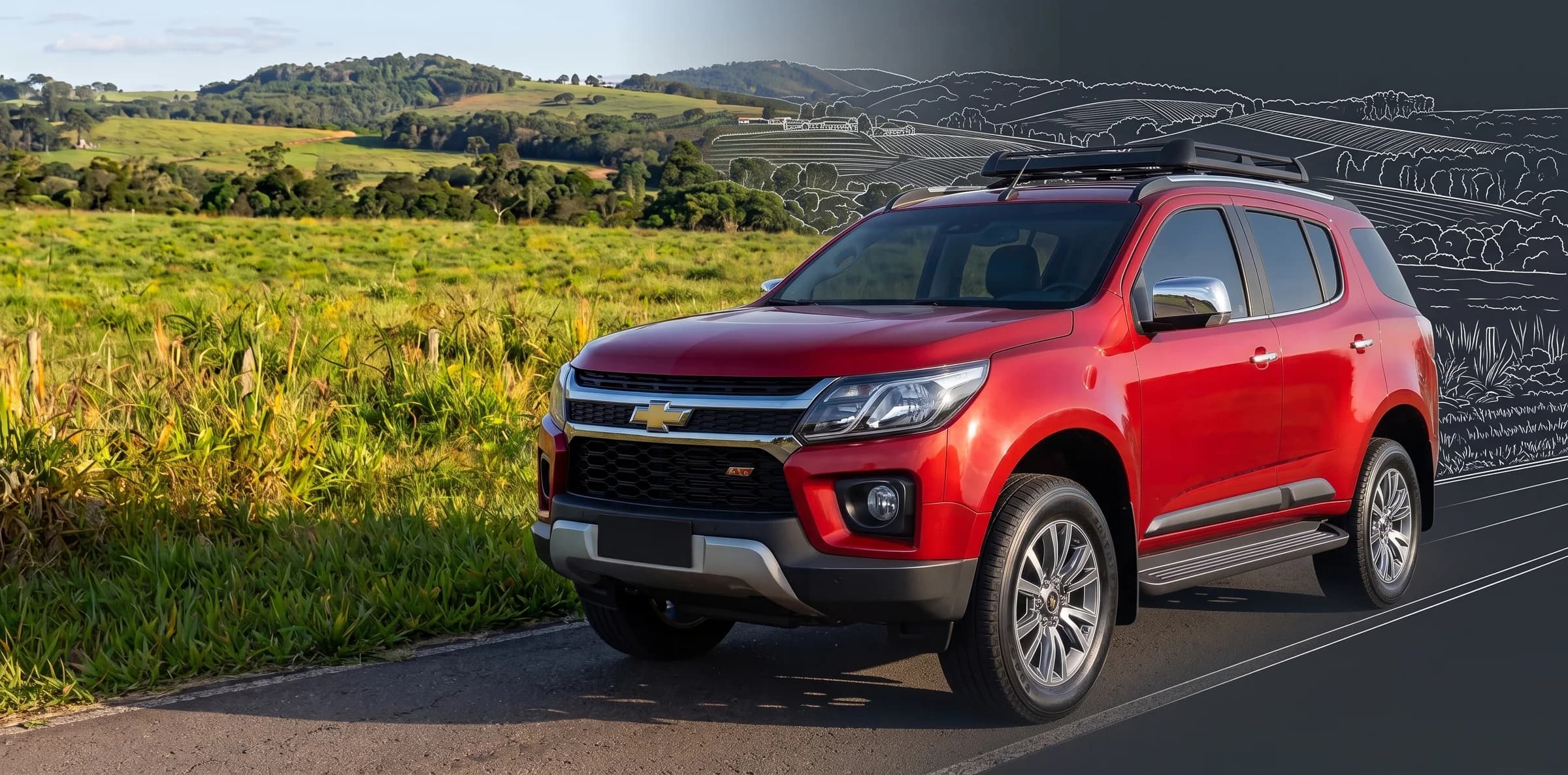 Chevrolet Trailblazer roja en carretera